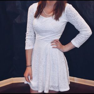 White Floral Textured Dress